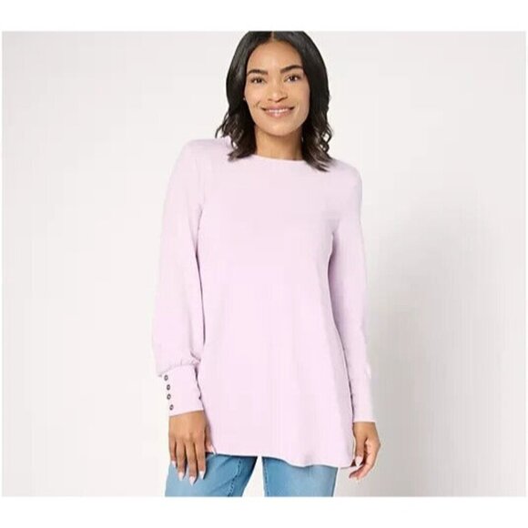 Denim & Co. Essentials Reg Heavenly Jersey Swing Tunic Dusty Lavender 1X A673408 - Picture 1 of 1